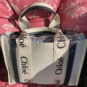 Chloe Canvas Tote with Logo Straps